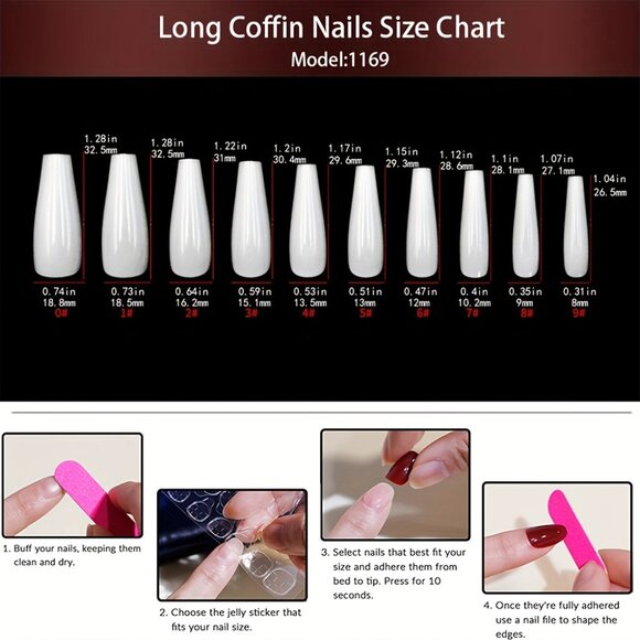 24pcs Christmas Press-On Nails Set - Long Ballerina, Glittery Pink & White - Picture 6 of 8